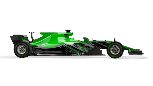 Race car side view on a white background 3d rendering