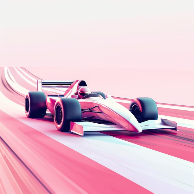 Photo race car speeding on pink track