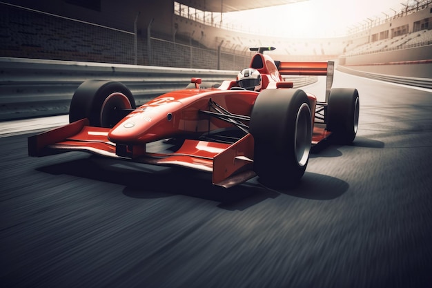 Race car on track Race car on track Race car Sport car racing formula one in race track AI Generated