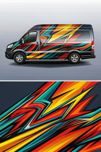 Photo race car wrap design abstract sport background car wrap decal graphic design abstract stripe racing background designs for wrap cargo van race car rally car pickup truck adventure vehicle