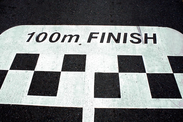 Photo race finish line on asphalt