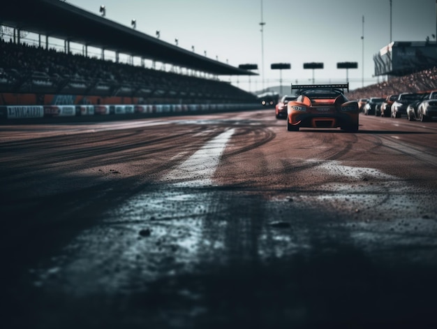 Race track Empty asphalt road concept Driving on an empty road Racing sports concept Created with Generative AI technology