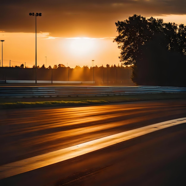 Photo race track silhouette at sunset