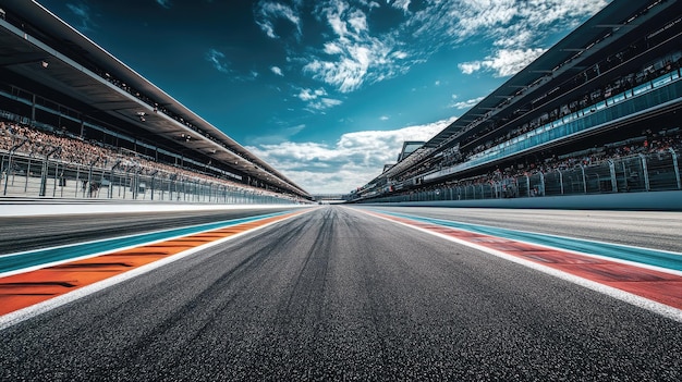 Photo race track with a panoramic view of the starting grid capturing the tension before the race begins