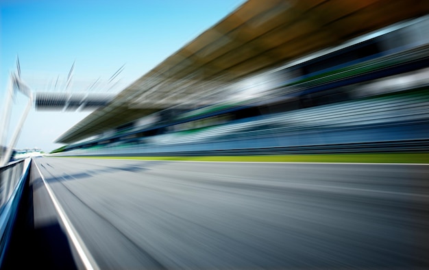 Racetrack in motion blur, racing sport background .