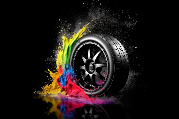 Racing wheel color splash Generate Ai