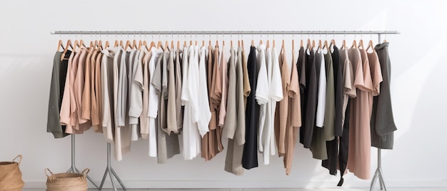 A rack of clothing with a white shirt on it