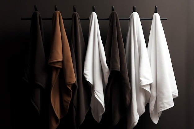 A rack of towels with one that says'the white one '