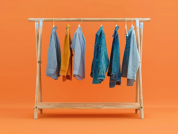 Photo a rack with clothes hanging on it that says t shirts