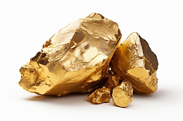 Radiance of a Gold Nugget Isolated on a White Background Generative Ai