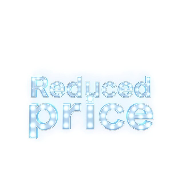 Photo radiant 3d text reduced price shines luminous glowing letters with a heavenly aura halos rays o