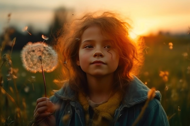 Radiant Beauty Capturing Joy in a Dandelion's Whispers Generative AI