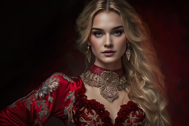 The Radiant Beauty of Women IN RED DRESS Grace and Elegance Personified AI Generated Illustration