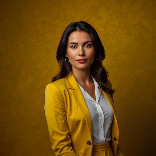 Radiant businesswoman in yellow blazer elegant generated by AI