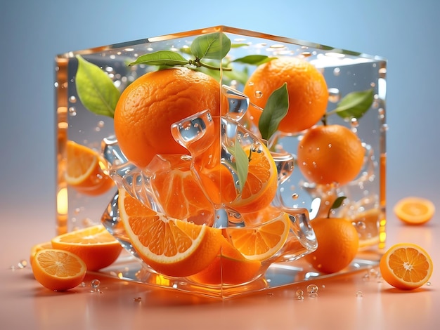 Radiant Citrus Ballet 3D Orange Fruits in a Crystal Kaleidoscope