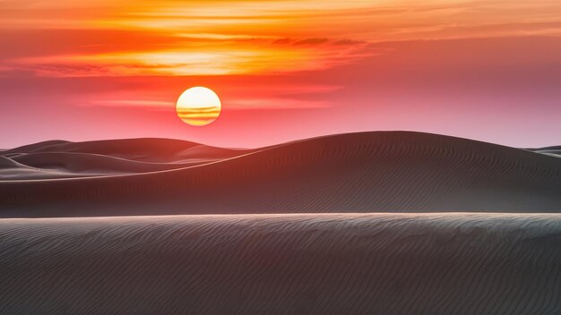 Photo radiant desert sunset over sand dunes