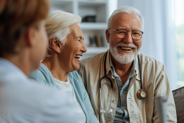 Radiant doctor sharing hopeful updates with patient