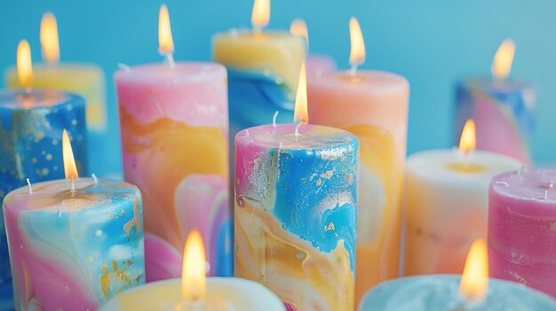 Radiant Handmade Variegated Wax Candles