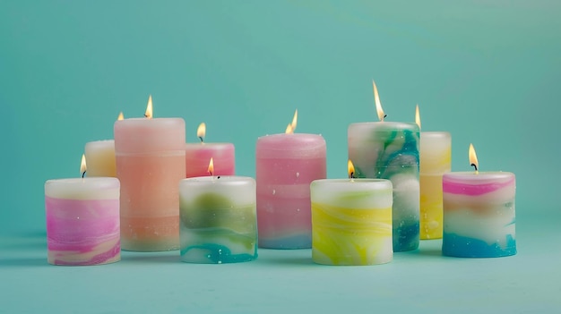 Radiant Handmade Variegated Wax Candles