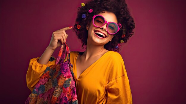 Radiant Lady with Pink Bag and Glasses