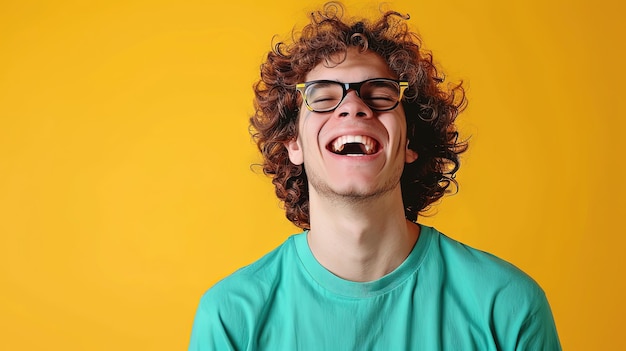 Photo radiant laughter joyful moments captured in turquoise and yellow