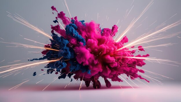 Photo radiant magenta and deep blue explosion symbolizes energy and creativity