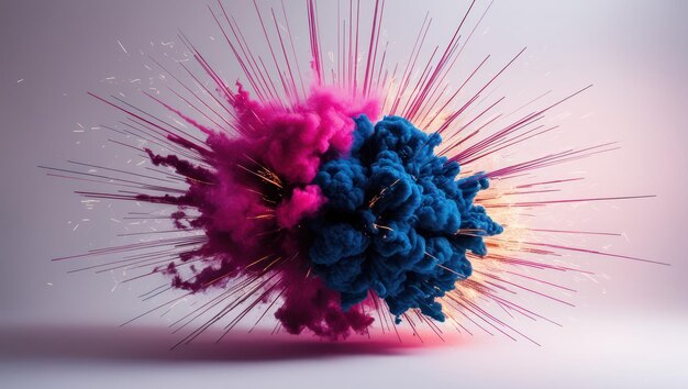 Photo radiant magenta and deep blue explosion symbolizes energy and creativity