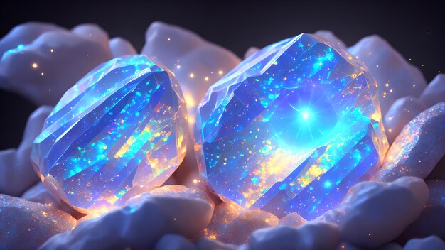 Photo radiant opals blinking with light effects background 3d wallpaper