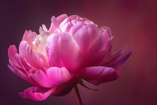 Radiant pink peony in soft light