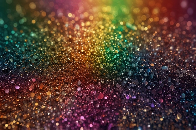 Radiant rainbow glitter with a subtle glow around each particle