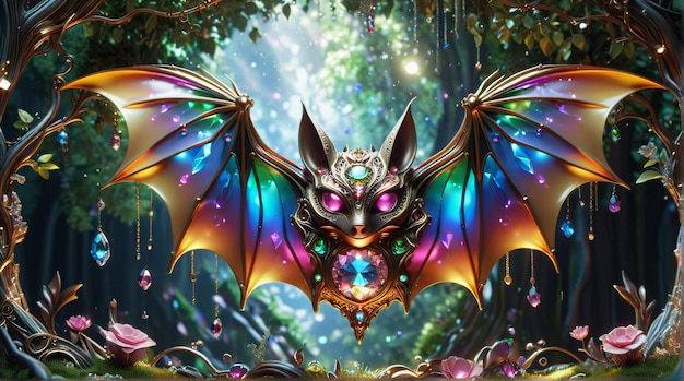 Radiant RainbowWinged Mechanical Bat