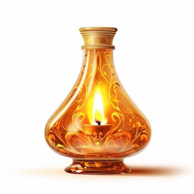 Radiant Ramadan Oil Lamp Isolated on White