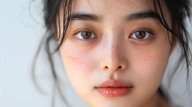 Radiant and RefinedA Captivating CloseUp of a Beautiful Korean Woman39s Luminous Complexion