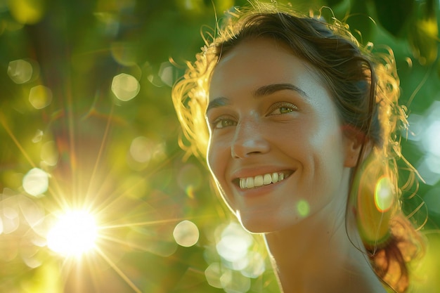 Radiant Smile Under the Suns Warm Glow