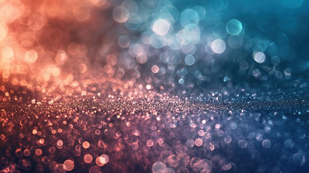 Photo radiant splendor abstract glitter lights dance in coral pewter and cyan defocused banner