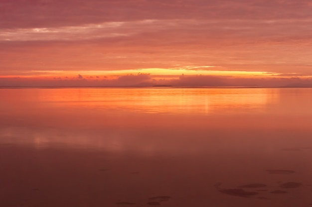 Radiant sunrise pink colors reflected in all frame