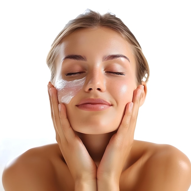 Radiant Woman Enjoying Rejuvenating Facial Massage in Serene Setting