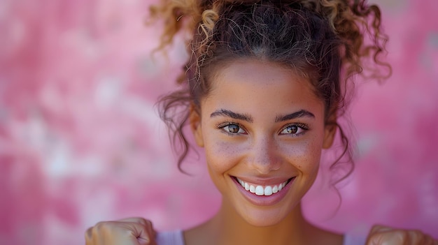 Radiant Woman with Freckles and Smile