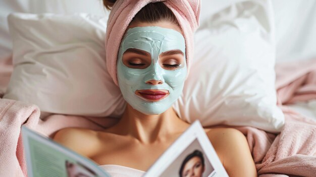 Photo radiant young women applying facial masks and cosmetics