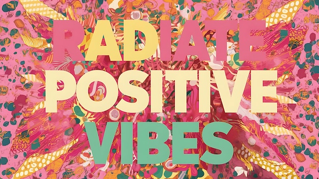 Radiate Positive Vibes colorful background and text Tshirt Design Motivational Quote Illustration Typography