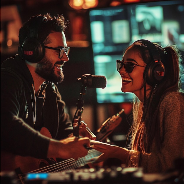 Radio host interviewing a local musician in the studio1