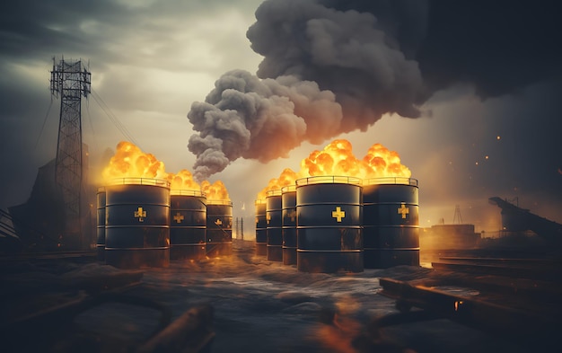 Radioactive storage tanks with a warning for chemical