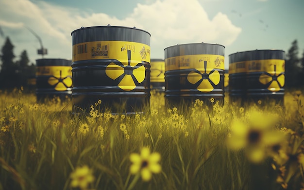 Radioactive storage tanks with a warning for chemical