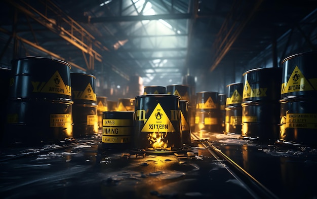 Radioactive storage tanks with a warning for chemical