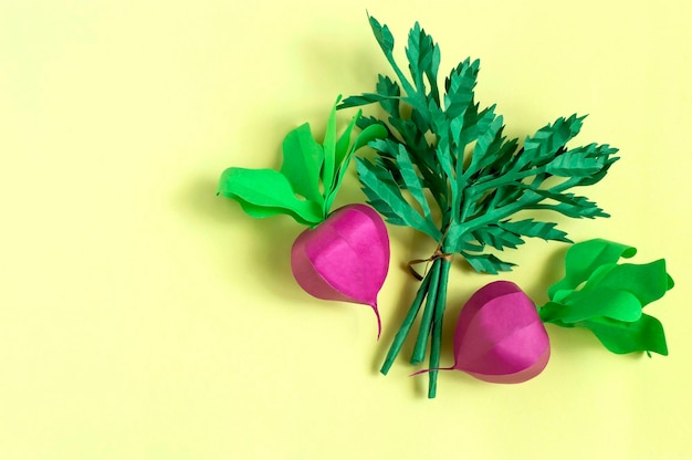 Radish and parsley made from paper