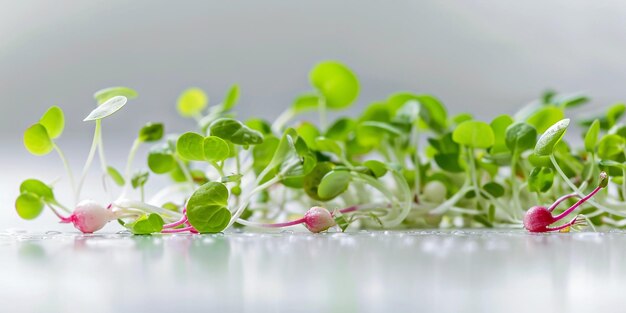 Photo radish sprouts white background