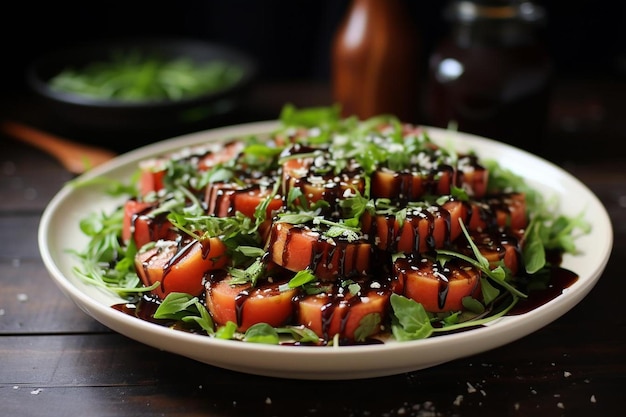 rafibd2024 Watermelon Salad with Arugula and Balsamic Glaze watermelon picture photography