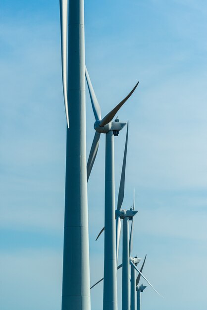 Photo raft in the sea and wind turbines in aracati near fortaleza ceara brazil