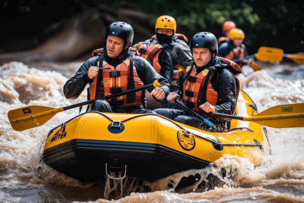 raft water white teamwork fun woman rapid water person people male and female tourist gathering Guided by a professional pilot on white water rafting in Ecuador