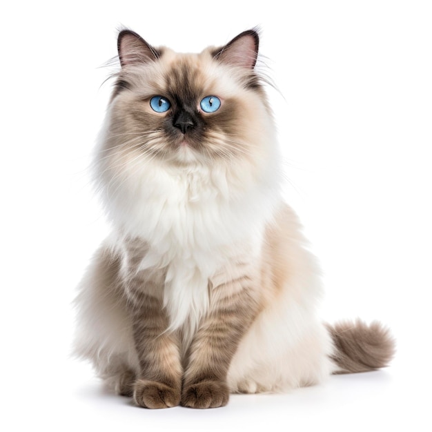 Ragdoll cat in isolated white background